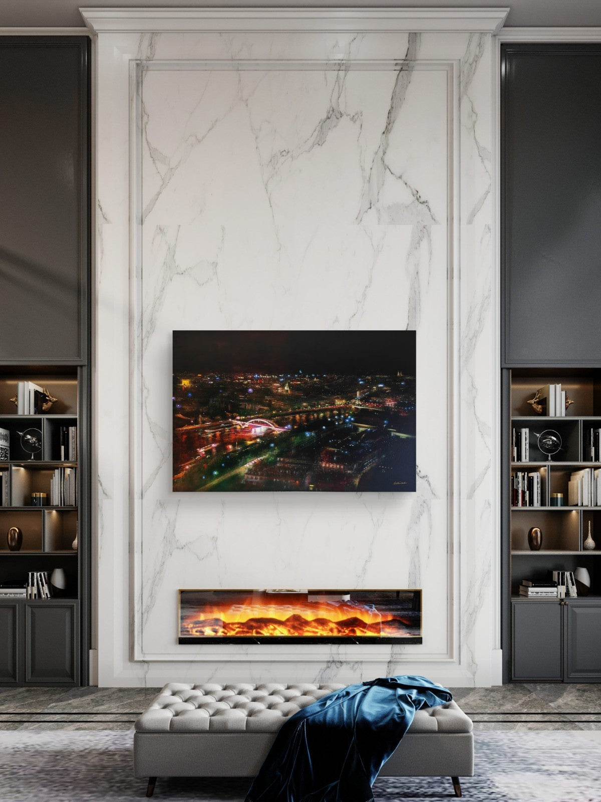LESLEY ANNE DERKS Large Limited Edition Canvas "Midnight over the Seine" 34/95