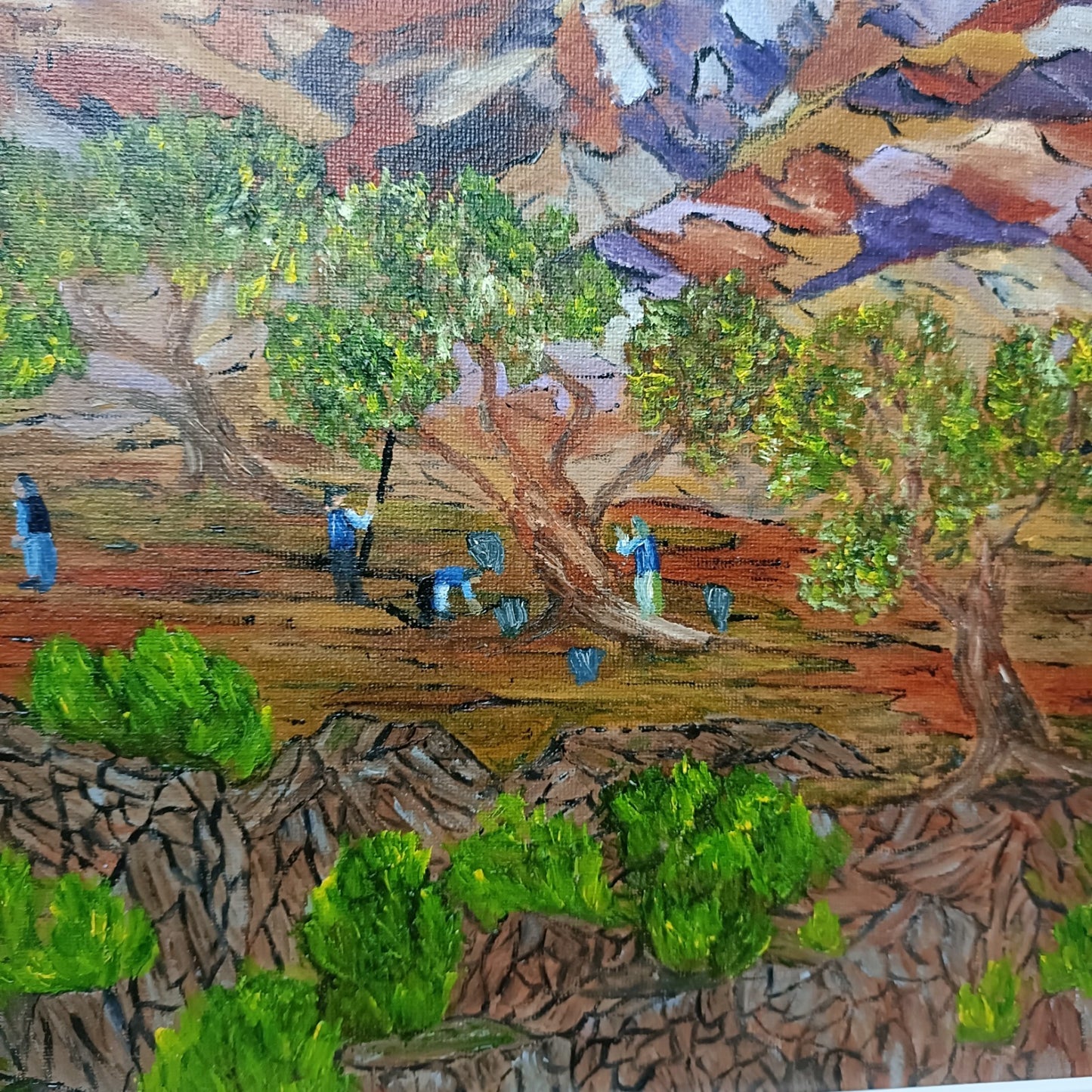 MARK REED Framed Original Oil on Board "The Olive Harvest"