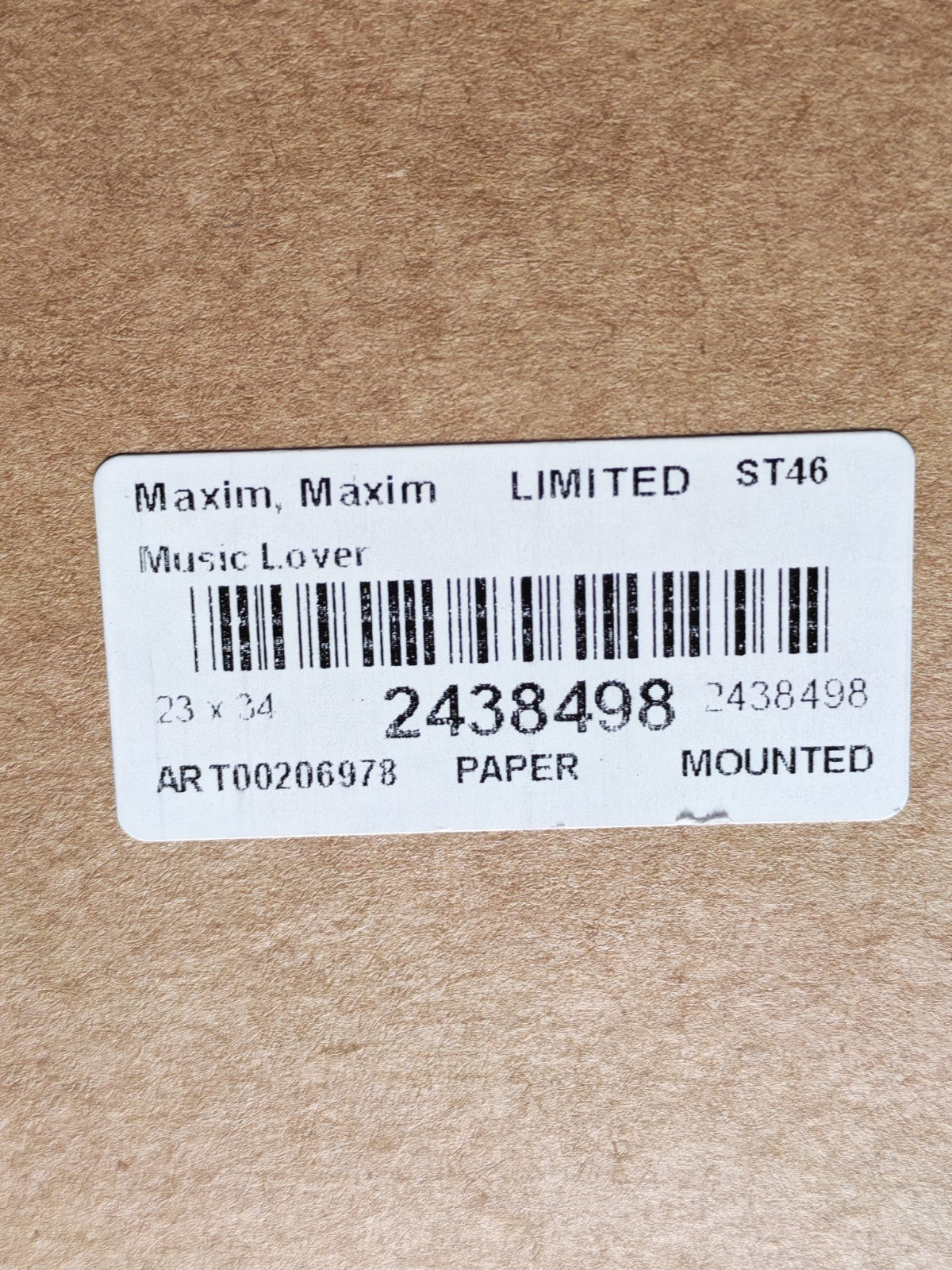 MAXIM - KEITH ANDREW PALMER Framed Signed Limited Edition "Music Lover" 46/150