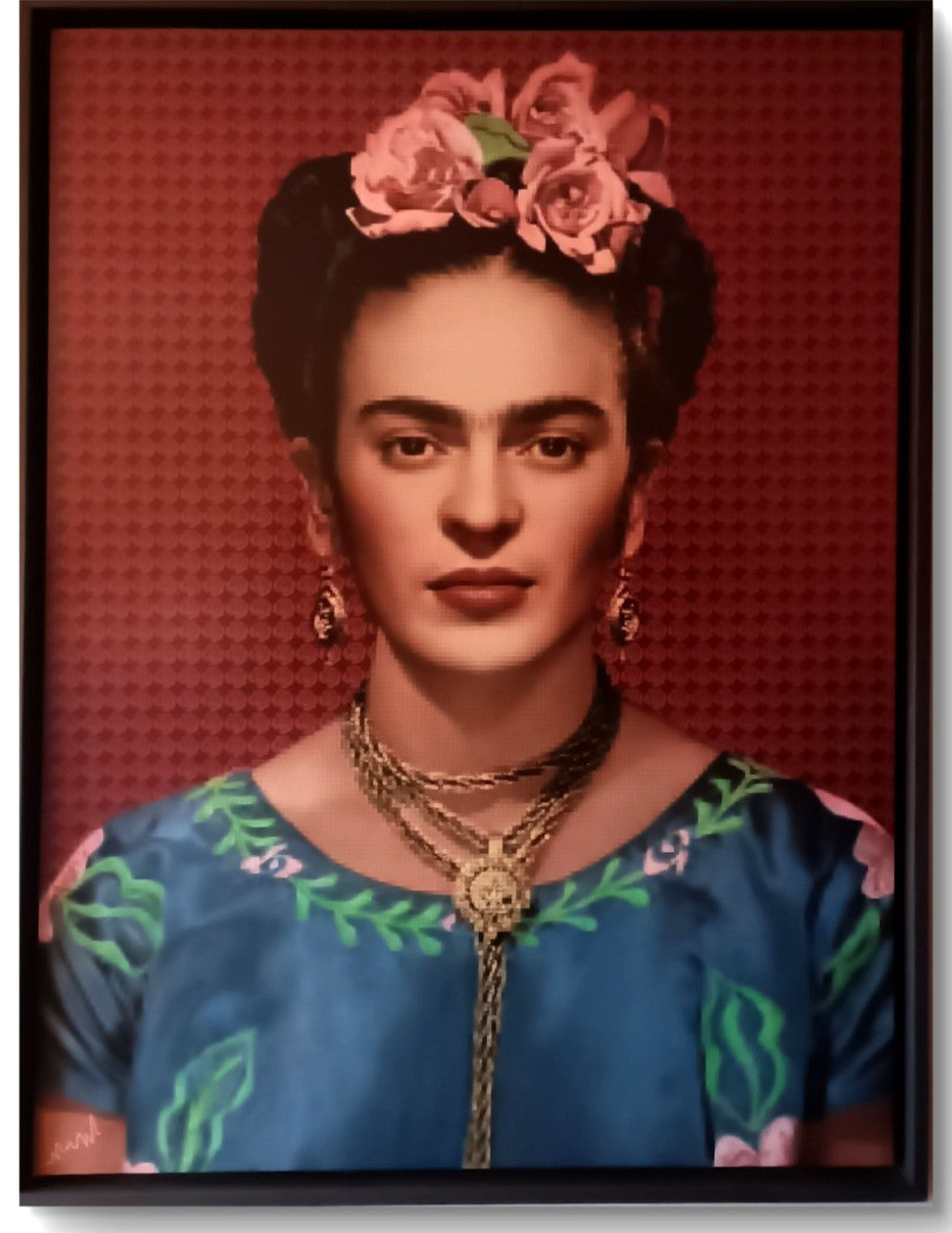 NICK HOLDSWORTH Large Framed Original Mixed Media "Frida" - Curated Treasures