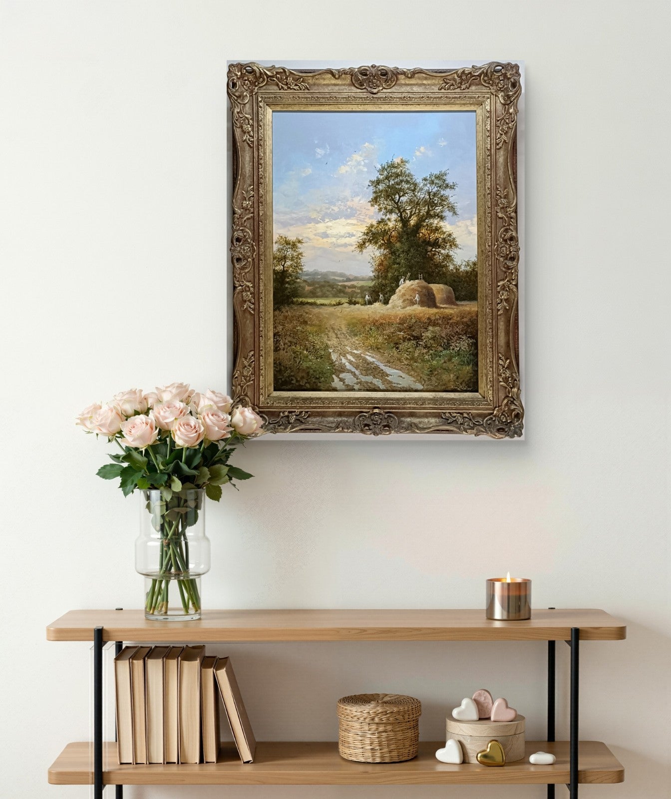 NOËL RIPLEY (b.1944) Signed Framed Original Oil Painting Haymaking