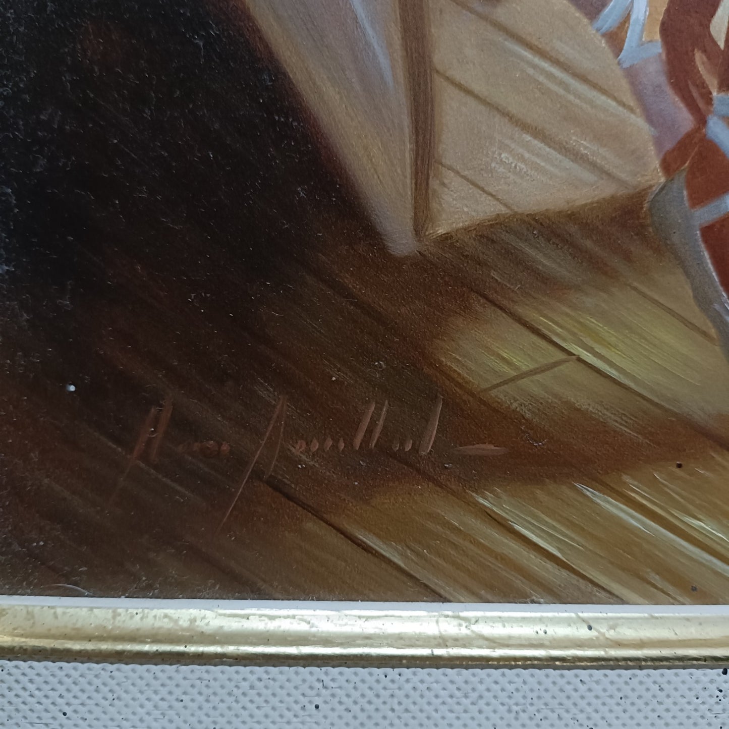 Framed signed oil painting of a ballerina by the window, by Marisa Mallol, from Curated Treasures.