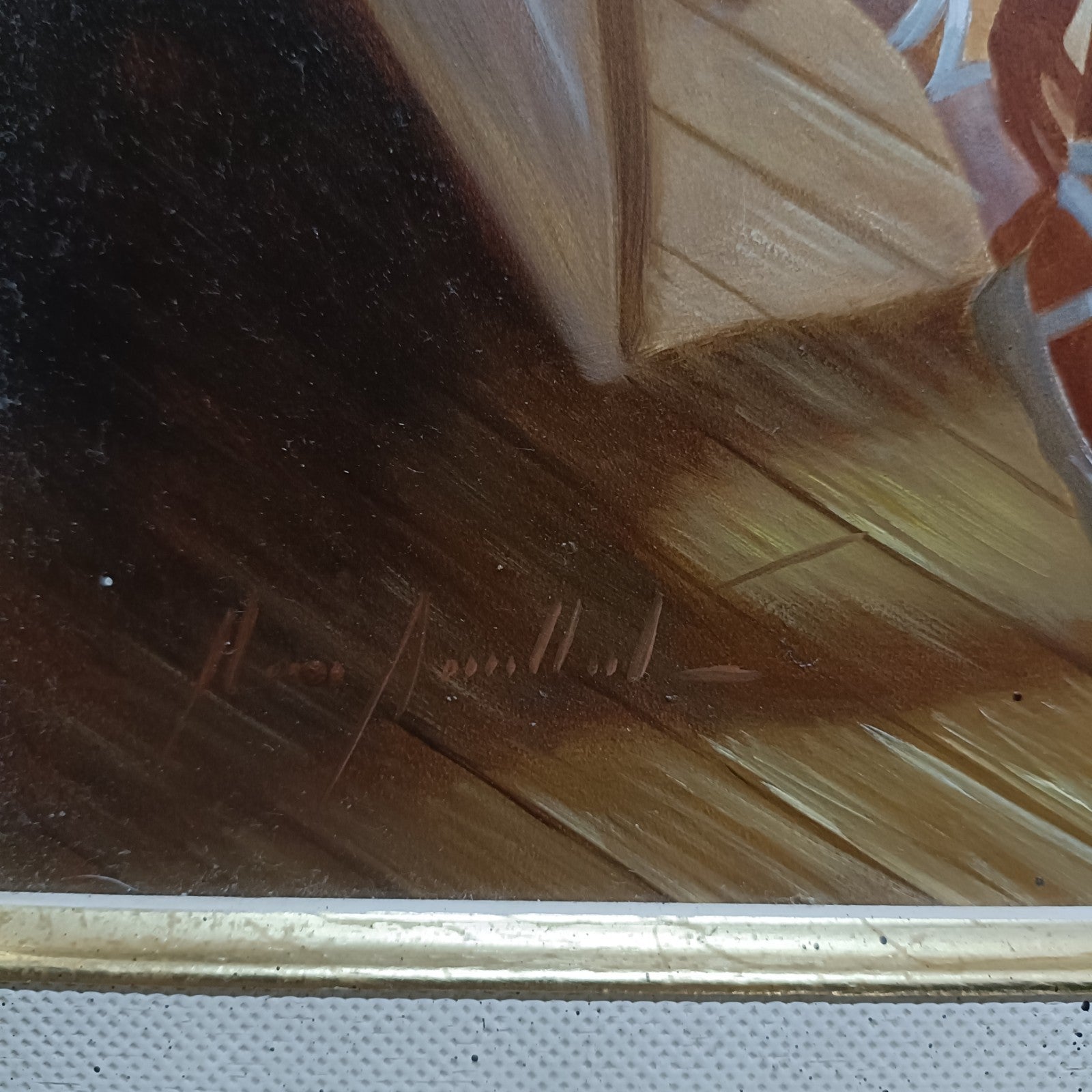 Framed signed oil painting of a ballerina by the window, by Marisa Mallol, from Curated Treasures.