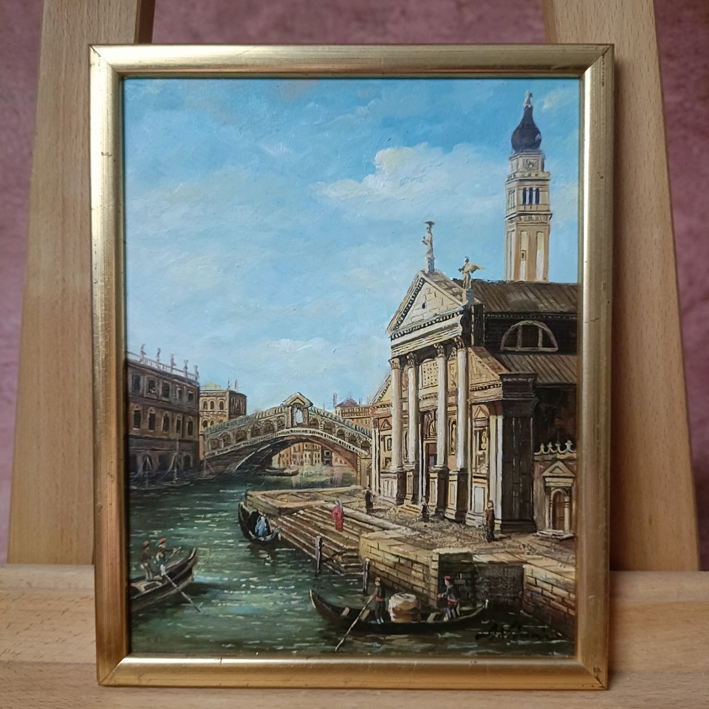 Oil painting - Venice The Rialto Bridge and The Church of S. Giorgio Maggiore