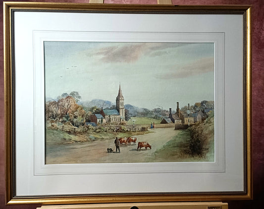 WILLIAM FERGIE (1893-1971) Framed Original Watercolour- A Northumberland Village