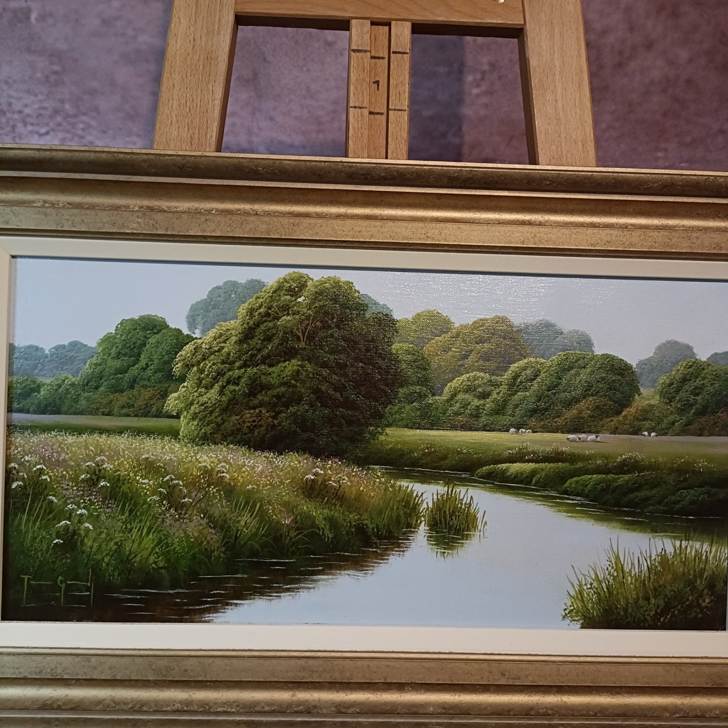 TERENCE GRUNDY (1956-2023) Framed Oil Painting "Sheep Grazing"