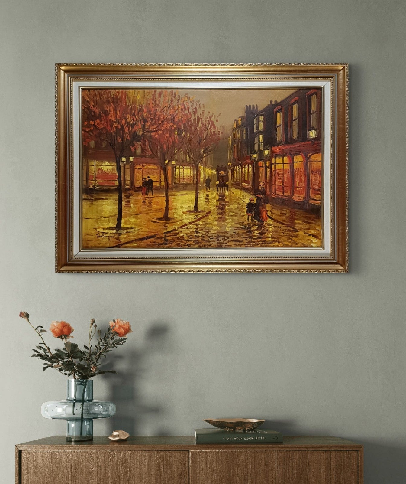 John Bampfield Framed Signed Original Oil Painting - Evening Street Scene