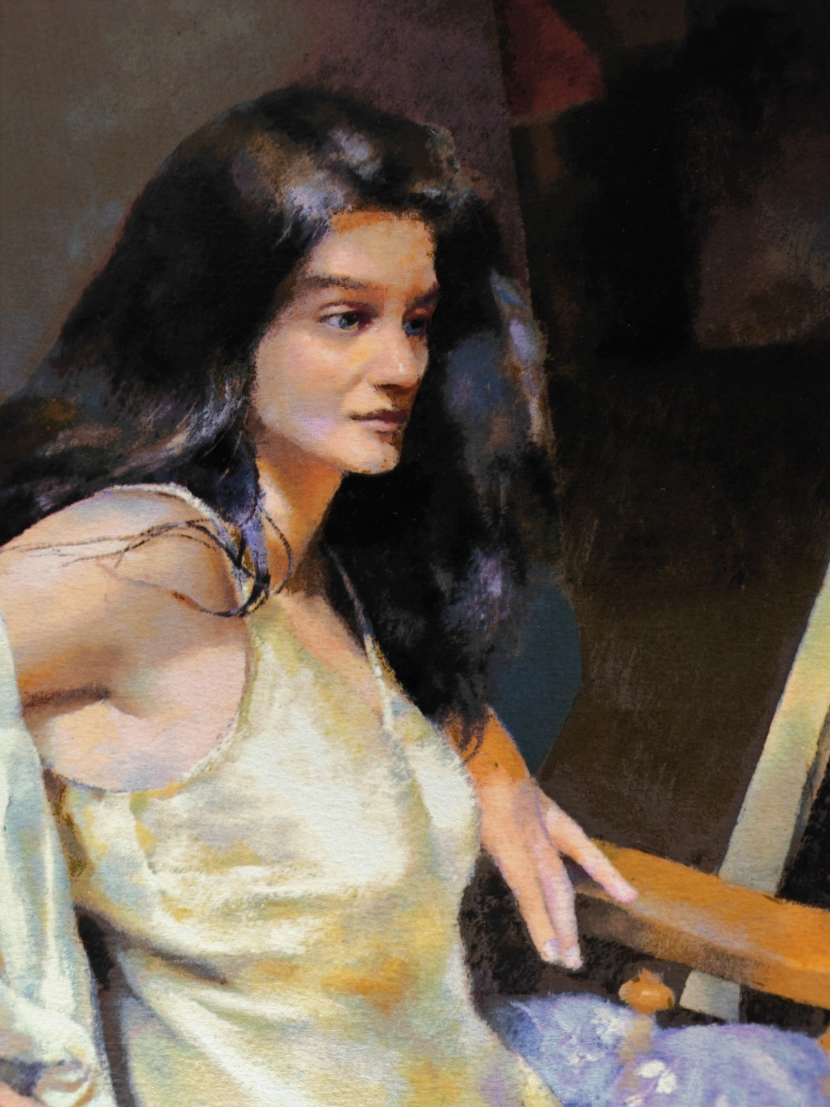 Signed limited edition print of Robert Lenkiewicz's "Esther Seated," number 275 of 475, on paper with visible artist signature.