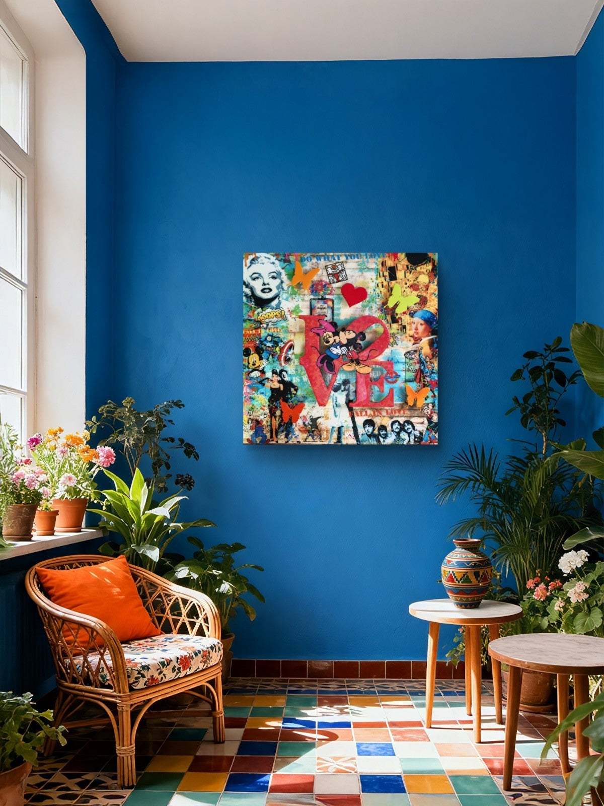 URI DUSHY  Signed Original Mixed Media On Aluminium Panel, "Love V"