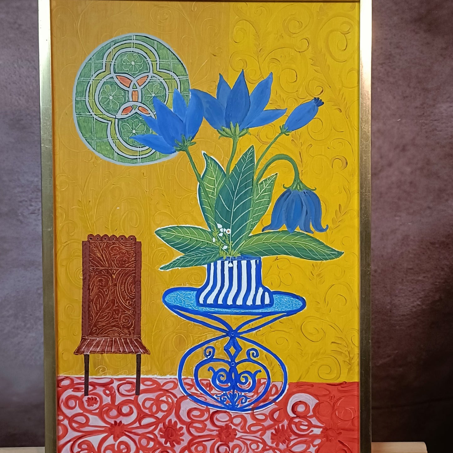 LEWIS MITCHELL (b.1938) Original Oil Painting on Board "Pauline's Flowers"