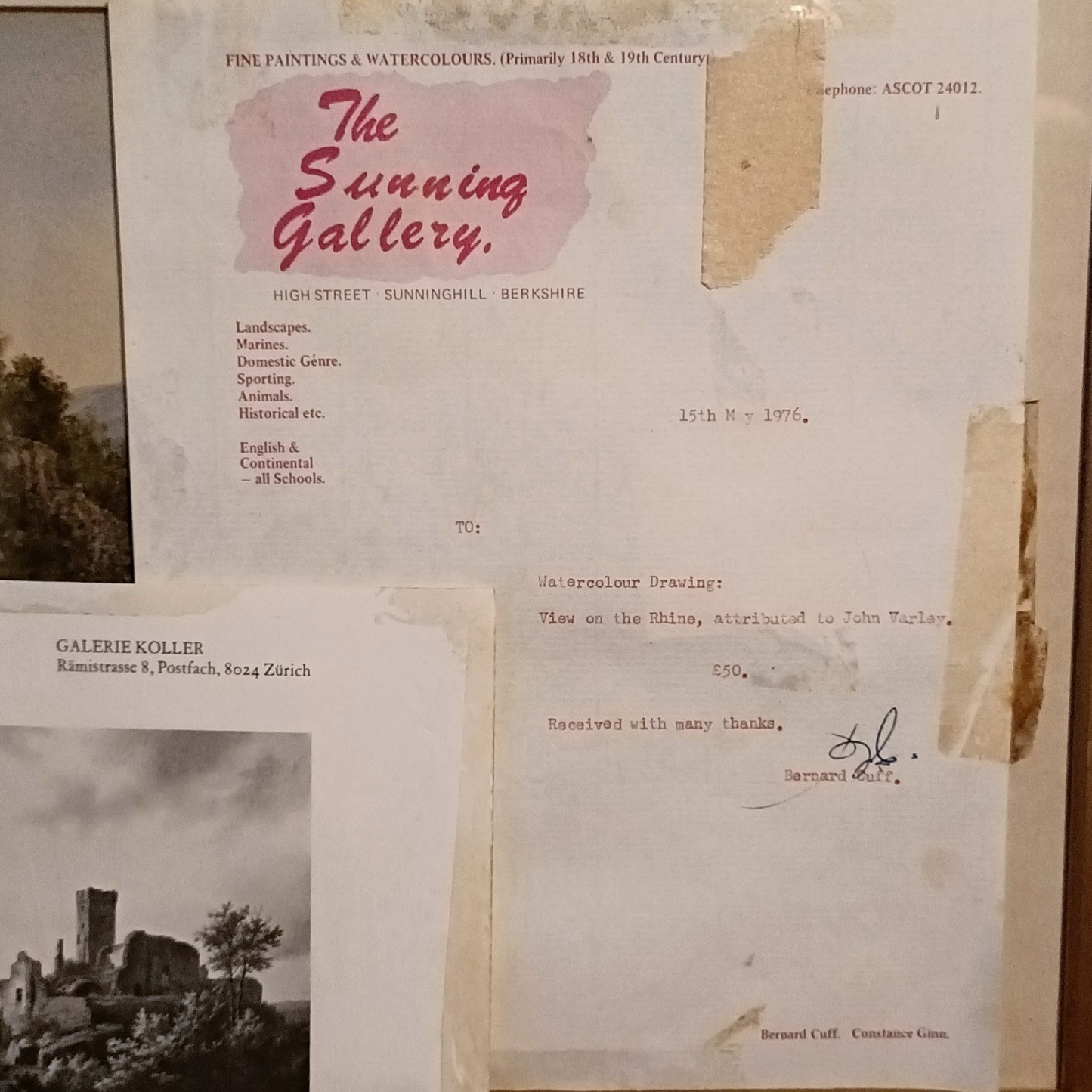 Attributed to JOHN VARLEY Framed Original Watercolour "View of the Rhine"