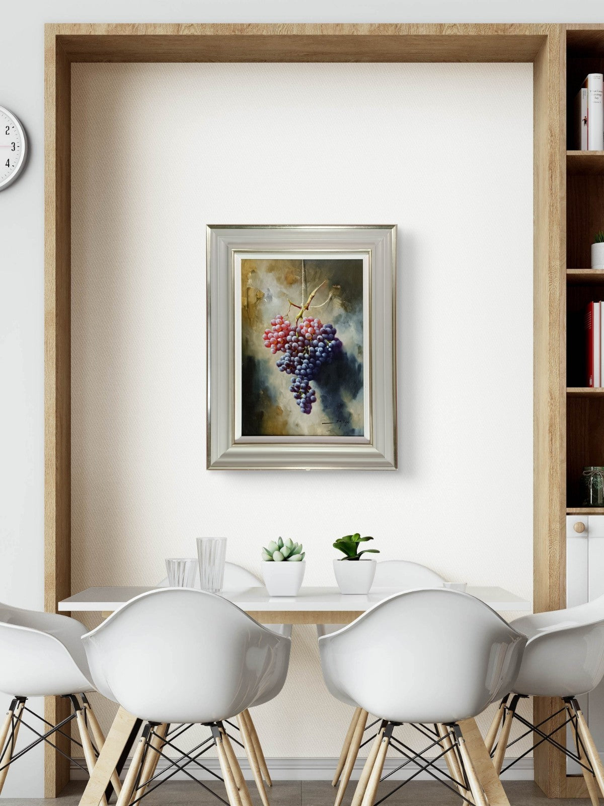 J M REYES (b.1963) Framed Signed Oil on Board “Racimo de Uvas Rojas”