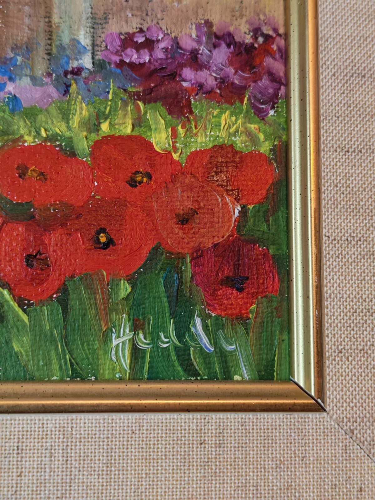 HEDDY KUN "Poppies and Palms" Signed Framed Original Oil on Canvas