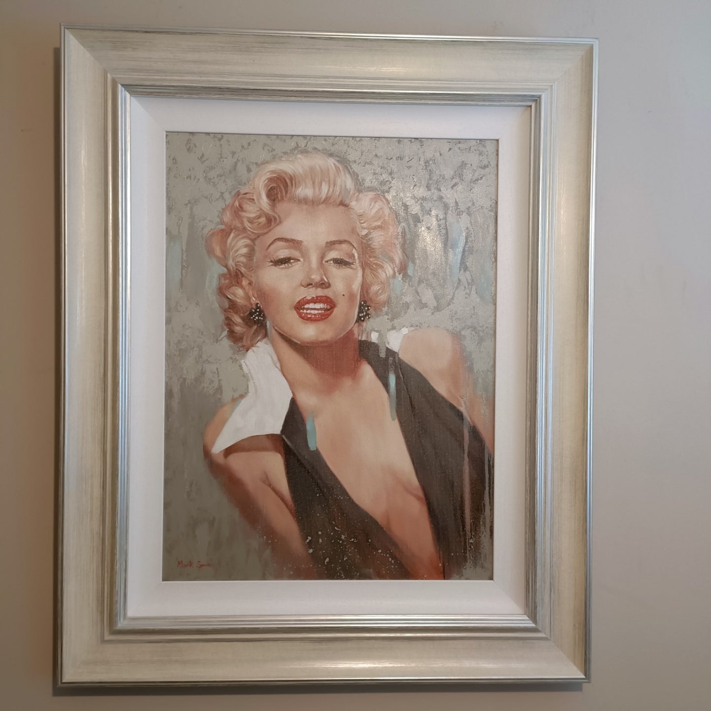MARK SPAIN Framed Signed Original Oil painting "Marilyn In White Collar"