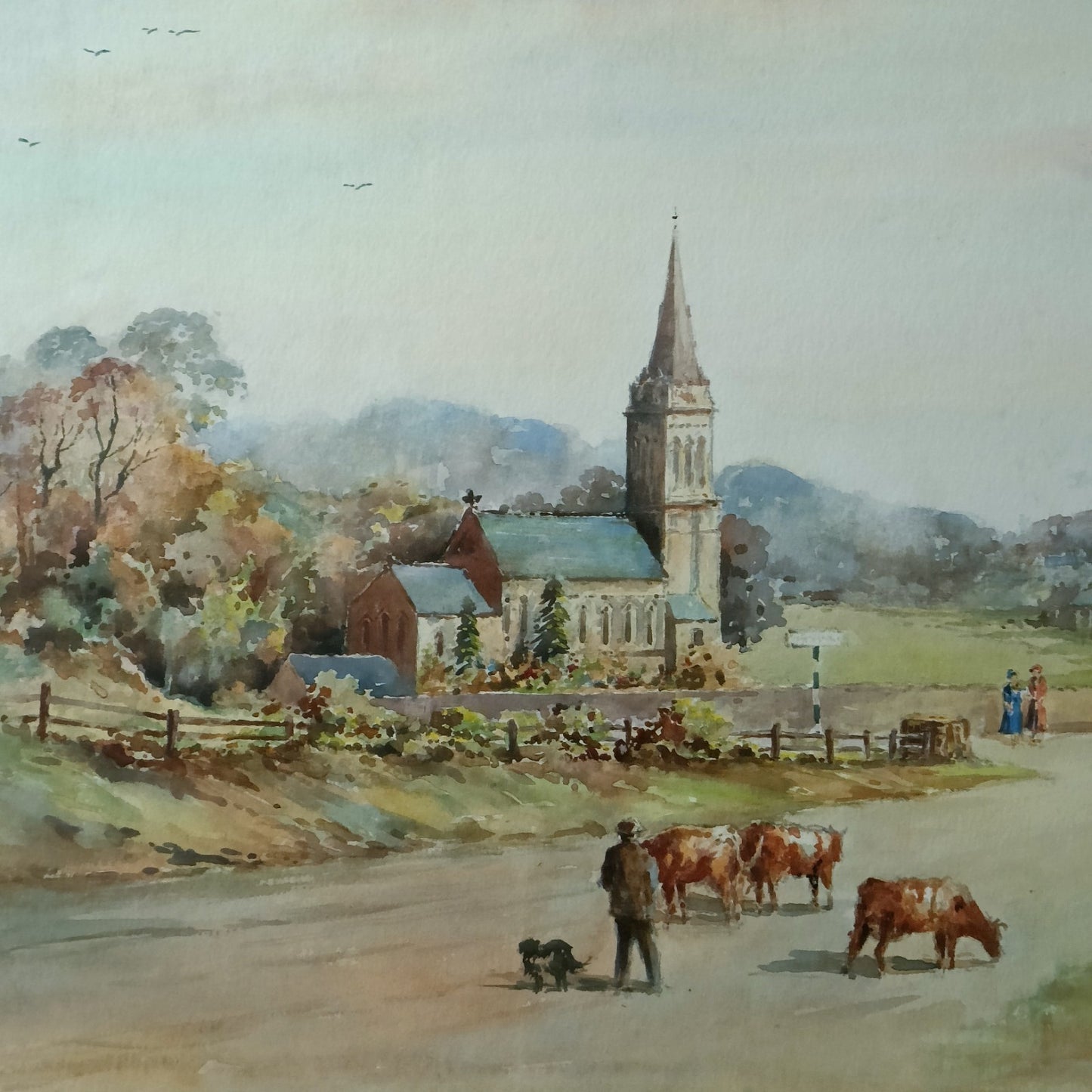 WILLIAM FERGIE (1893-1971) Framed Original Watercolour- A Northumberland Village