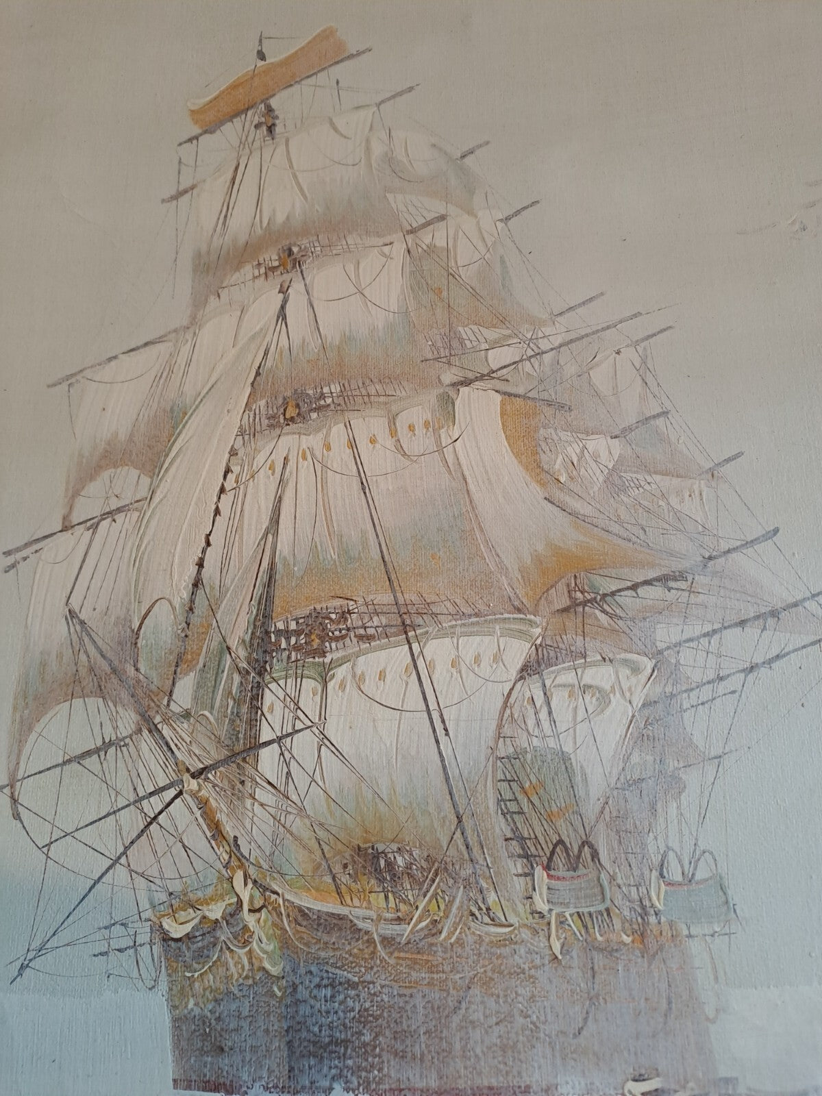 VASCO Large Original Oil Painting on Canvas - Ships at Sea