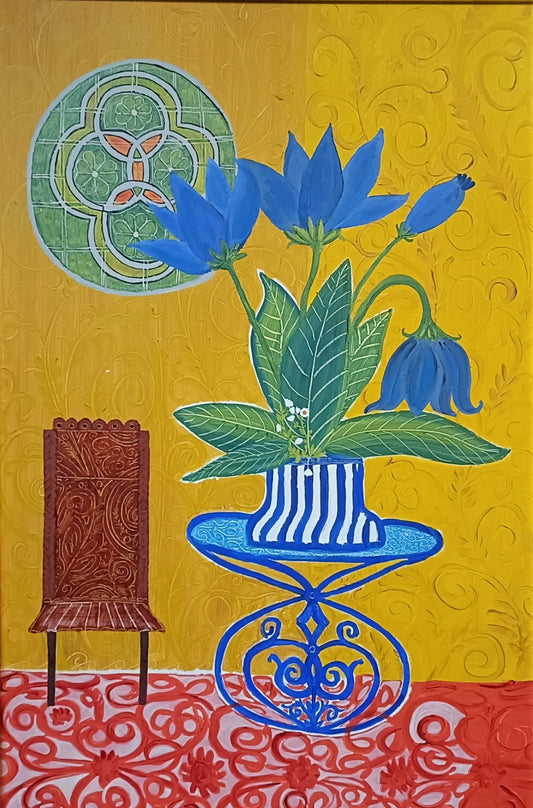 LEWIS MITCHELL (b.1938) Original Oil Painting on Board "Pauline's Flowers"