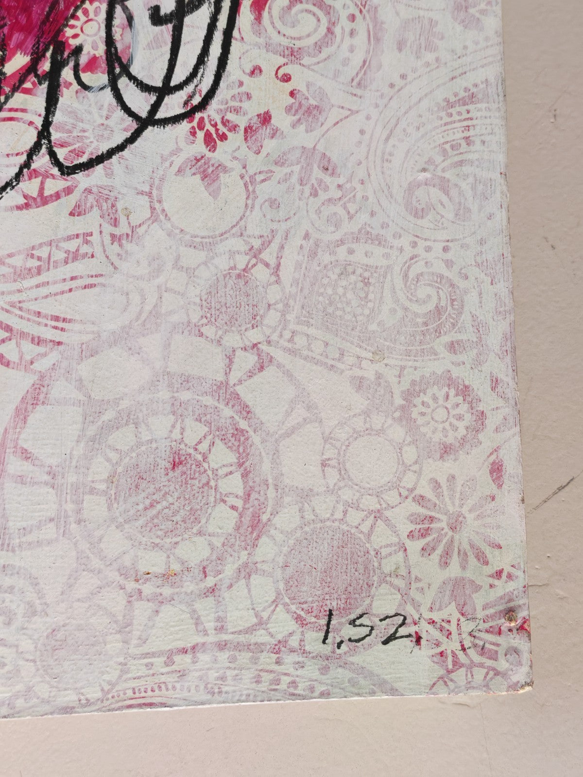 INES SZAMREY "Paper Flowers No. 7" Signed Original Oil Acrylic and Paper on Board