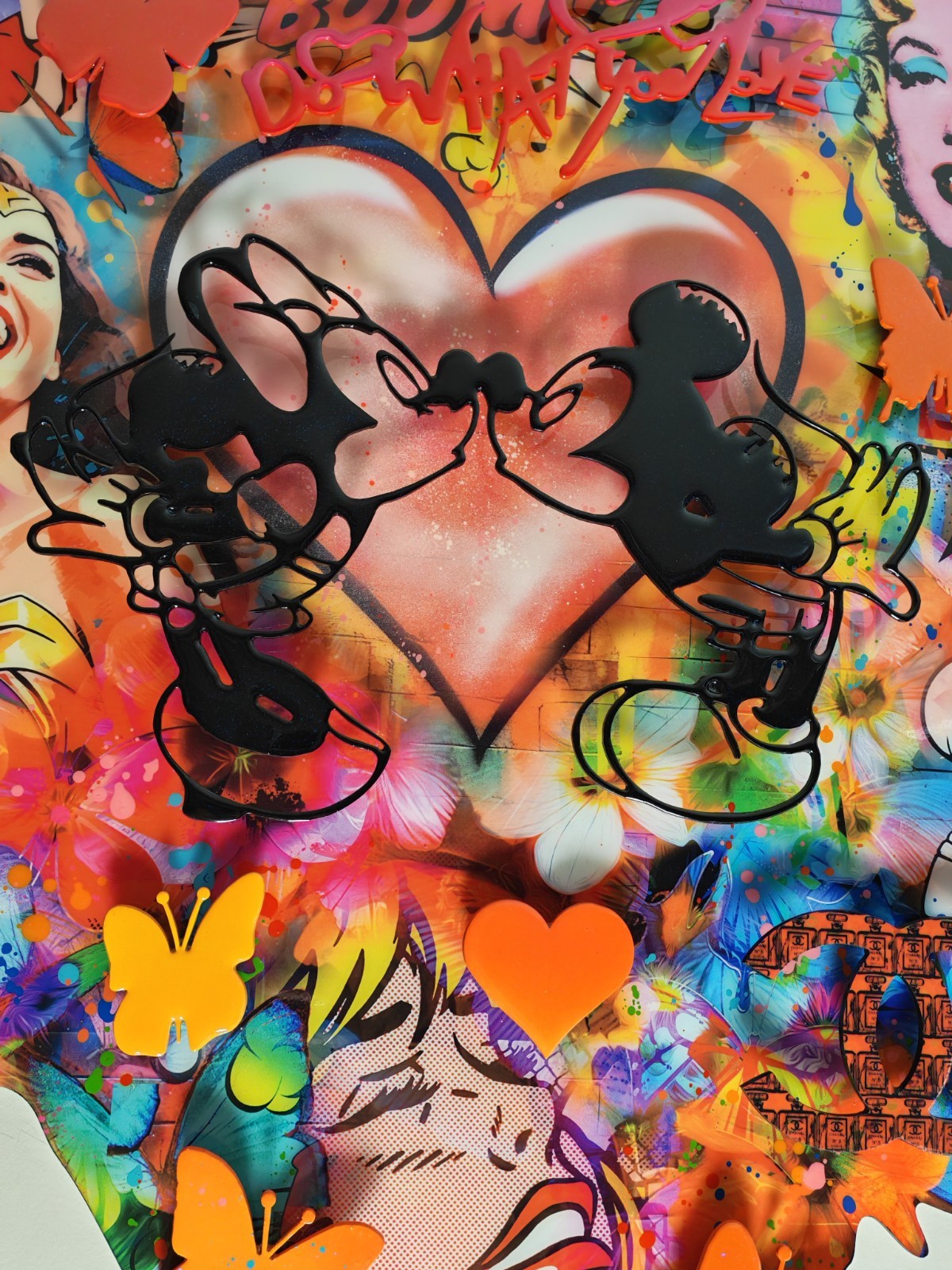 URI DUSHY "Iconic Heart" Large Signed Original Mixed Media