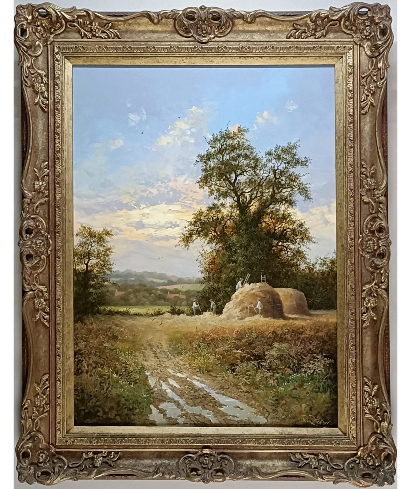 NOËL RIPLEY (b.1944) Signed Framed Original Oil Painting Haymaking