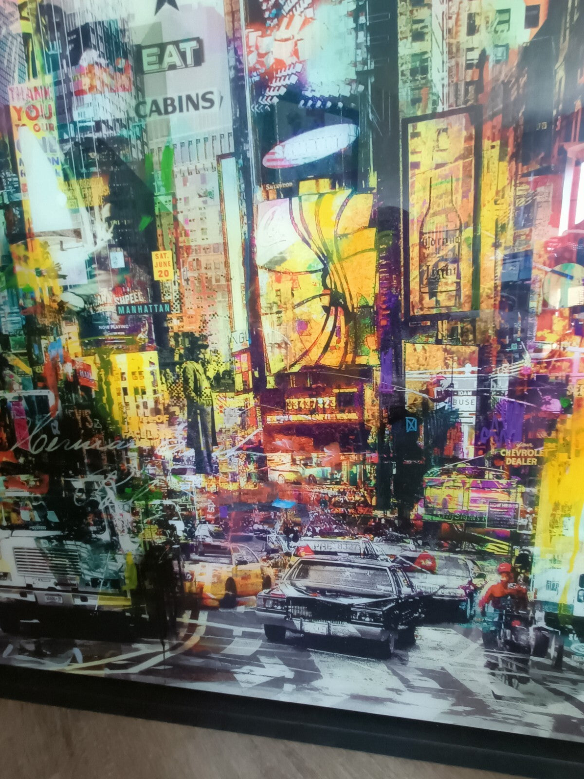 PACO RAPHAEL Original Mixed Media on Aluminium "Times Square"