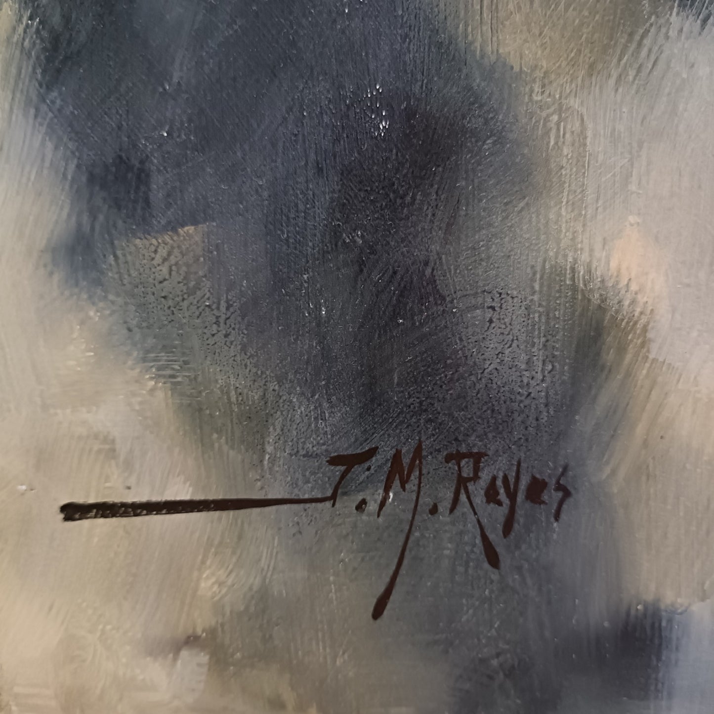 J M REYES (b.1963) Framed Signed Oil on Board “Racimo de Uvas Rojas”