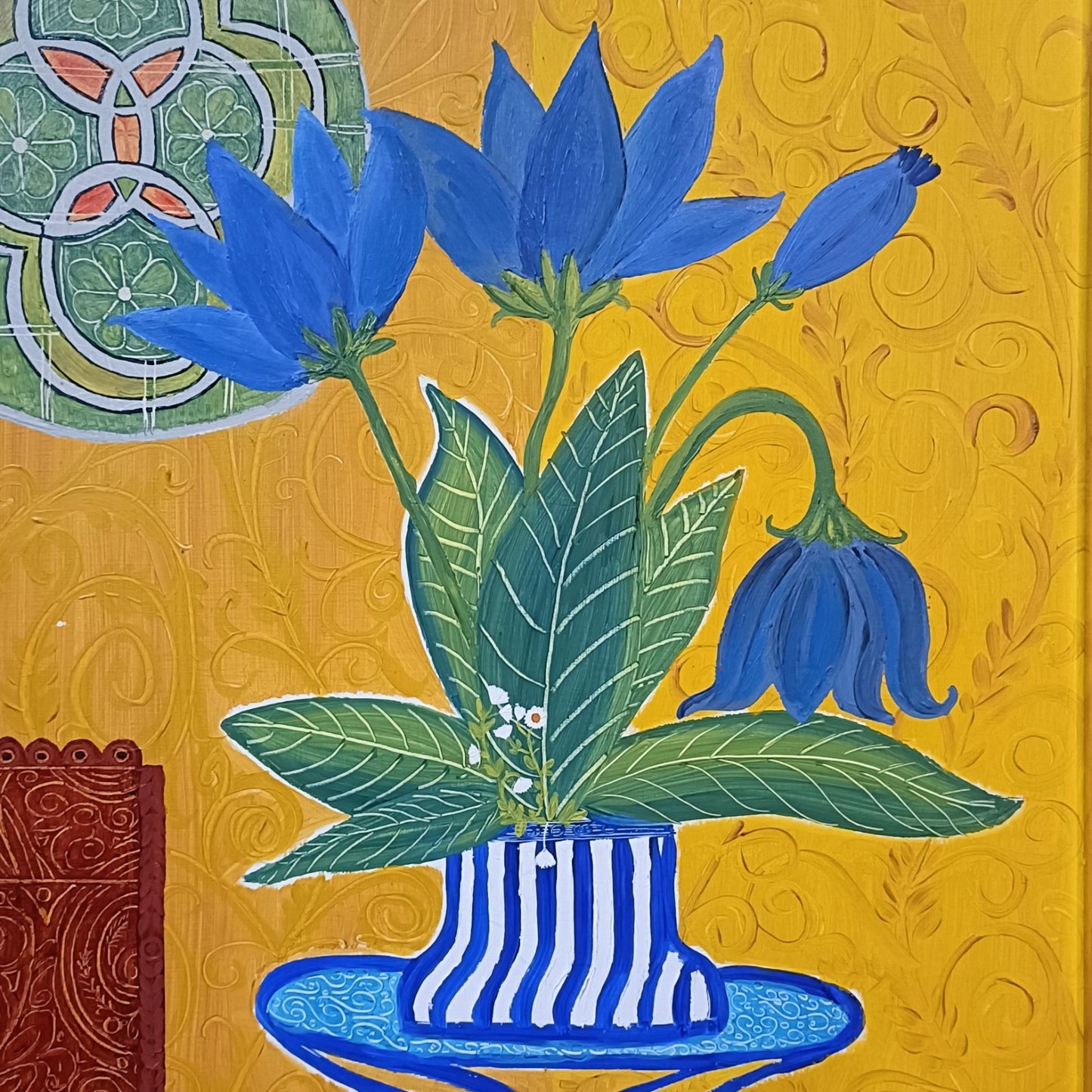 LEWIS MITCHELL (b.1938) Original Oil Painting on Board "Pauline's Flowers"