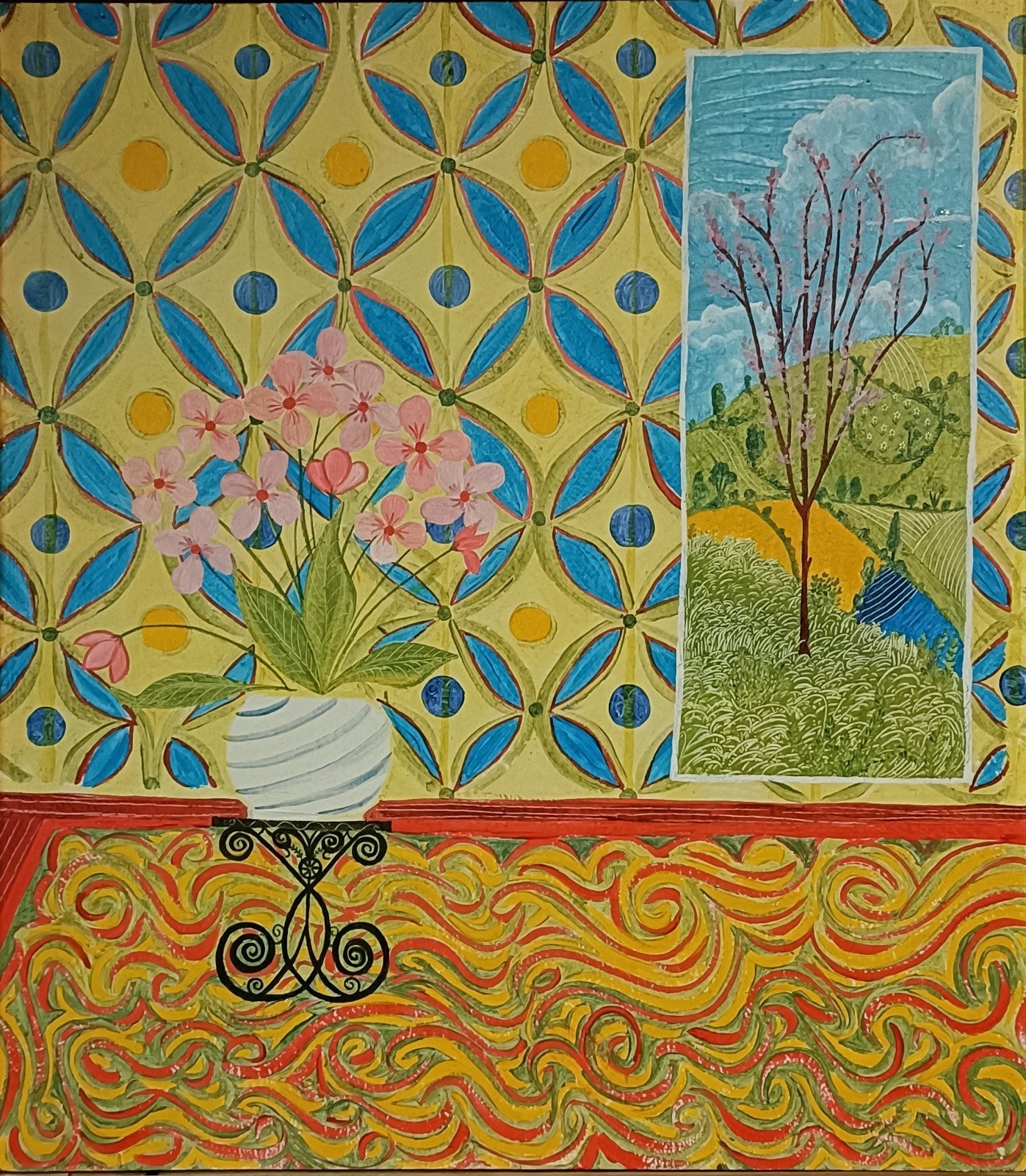 LEWIS MITCHELL (b.1938) Original Oil painting on Board "Monica's Flowers"