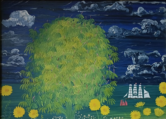 LEWIS MITCHELL (b.1938) Original Oil Painting on Board "Four Masts"