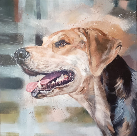 DEBBIE BOON Large Original Oil on Canvas "Beagle Harrier"